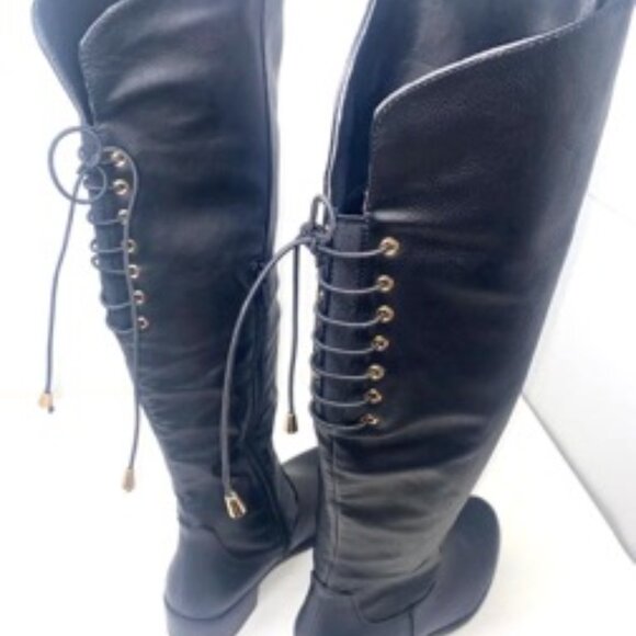 Top Moda Women's Jones-86 Tall Boots Black Zipper Lace Up Backing Size 7 - Picture 7 of 8